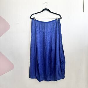 Kleen Blue Maxi Skirt Silk‎ Linen Blend Boho Minimalist Coastal Earthy Medium
